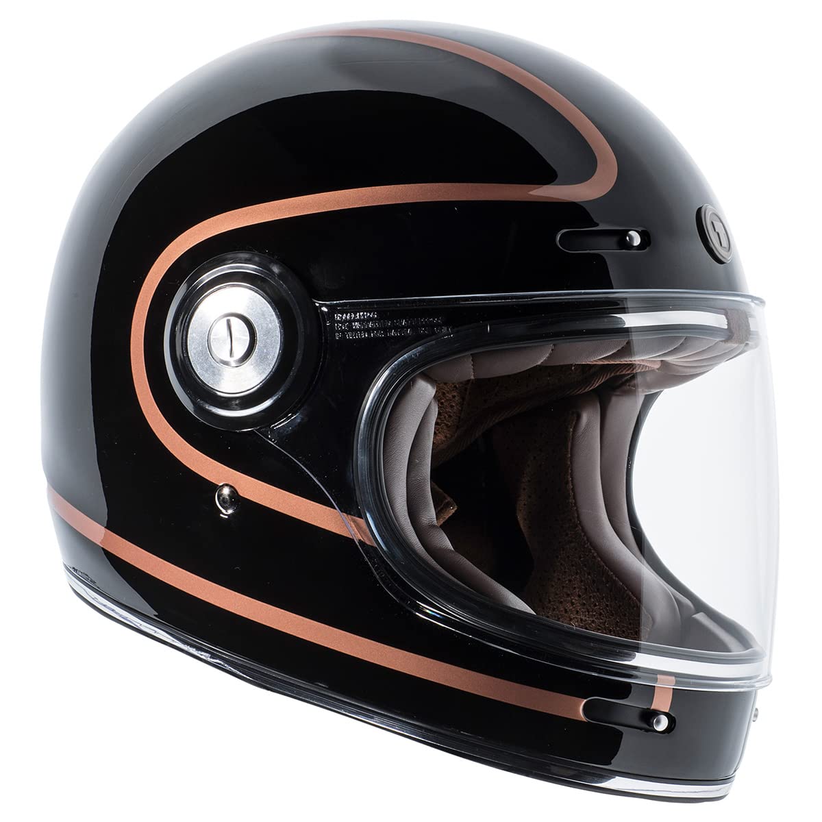 Torc T1 Unisex-Adult Retro Full-Face-Helmet-Style Motorcycle (Copper Pin Gloss Black, Small)