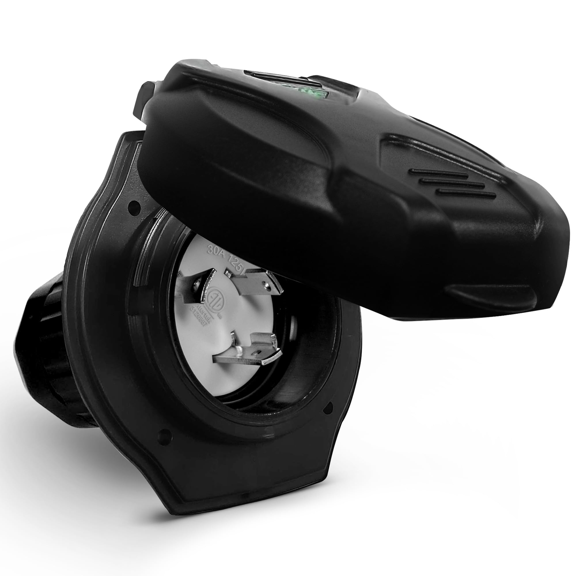 True Mods 30A Rv Inlet Shore Power Supply Outlet Receptacle Plug For Marine Boat [Nema L5-30P Male 125V] [Twist-Lock] [Led Light