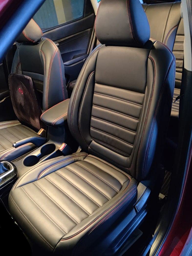 3D FRONTLINE PU Leather Best Fit BBblackRed Car Seat Cover Compatible with Toyota Etios Liva