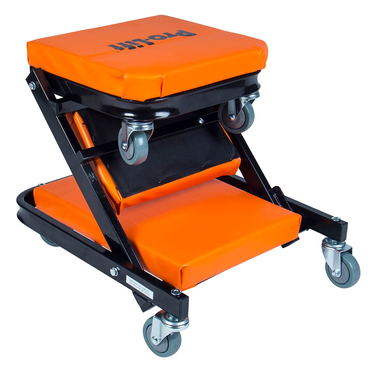 Pro-LifT 2-in-1 Rolling Folding Car Creeper & Seat, 40" Adjustable, 450 LBS Capacity, Orange, Model PL9450