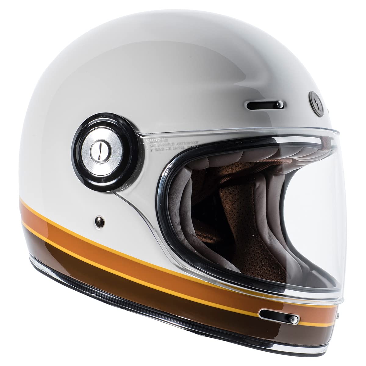 Torc T1 Unisex-Adult Retro Full-Face Style Motorcycle Helmet (Iso Bars Gloss White, X-Large)