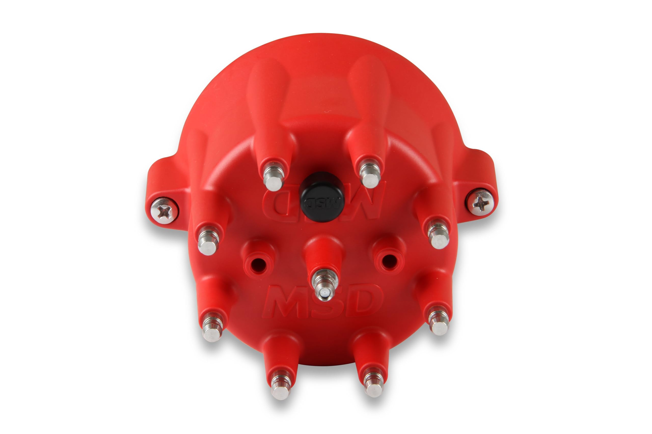 Msd 8433 Red, V8 Distributor Cap With Hei Terminals And Spark Plug Wire Retainer