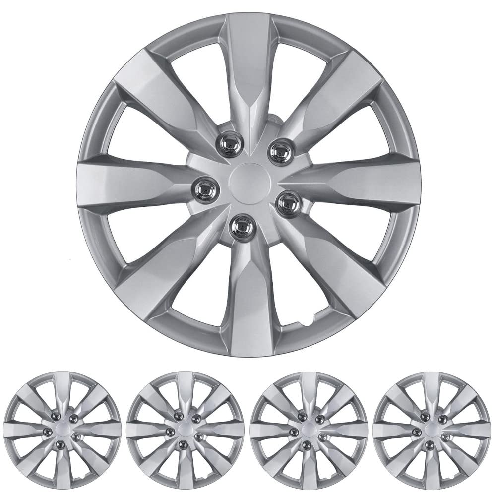 Bdk (4-Pack) Premium 16'' Wheel Rim Cover Hubcaps Oem Style Replacement Snap On Car Truck Suv Hub Cap - 16 Inch Set, Abs,Steel,