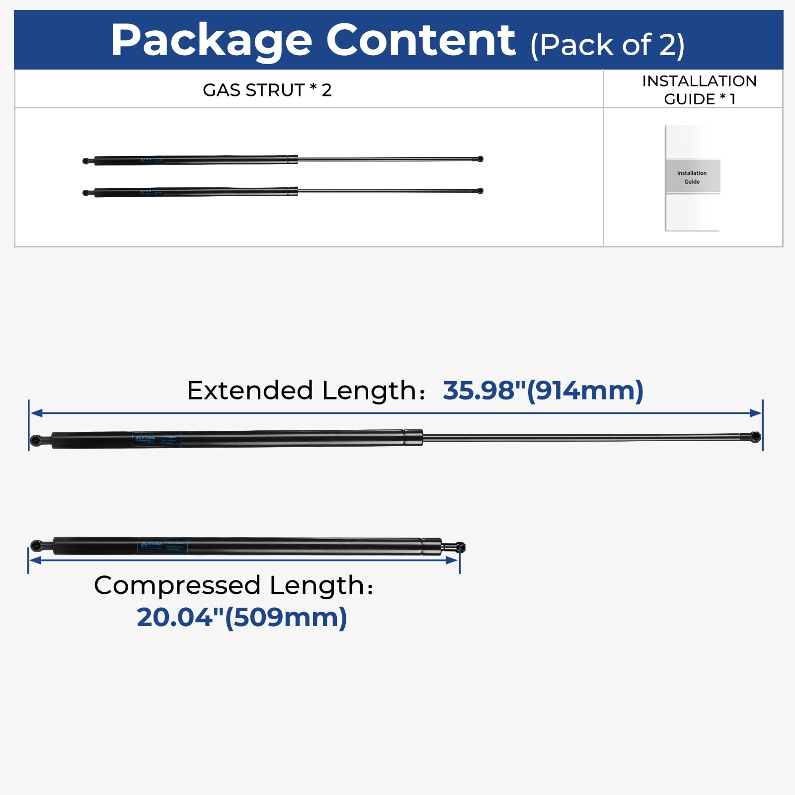 36 '' Gas Shocks Long Struts Spring 36 Inch 200Lb Gas Props Lift Support For Heavy Duty Lid Snowmobile Trailer Trap Door Rv Kict