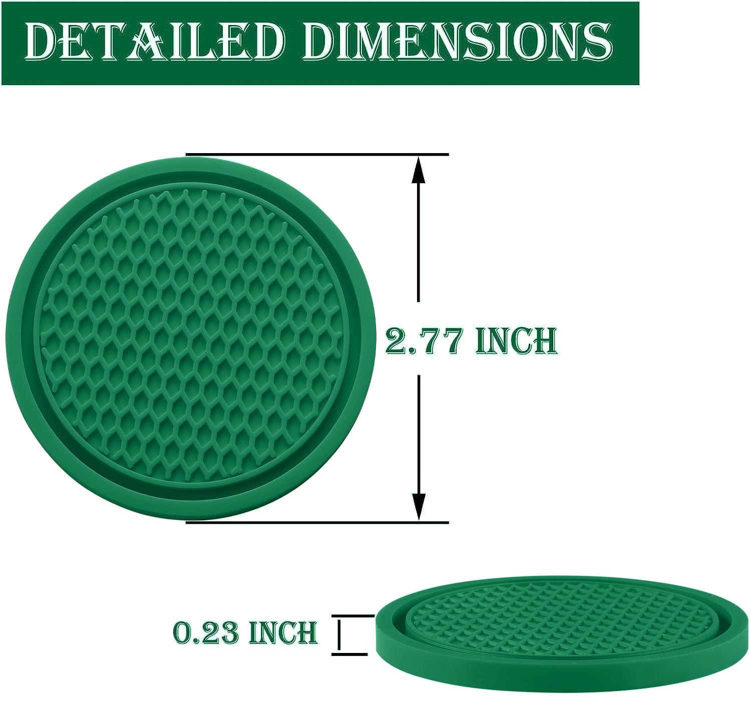 Singaro Car Cup Coaster, 4Pcs Universal Non-Slip Cup Holders Embedded In Ornaments Coaster, Car Interior Accessories, Green