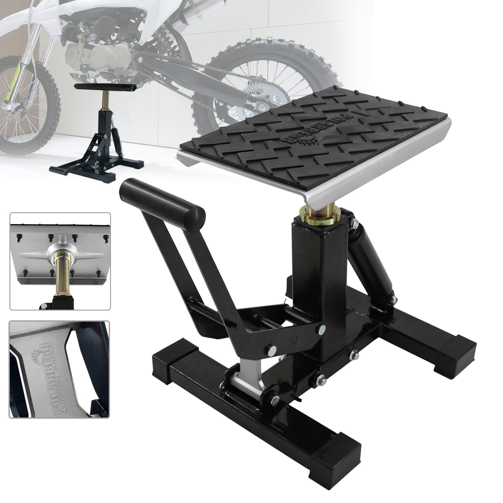 Polarbear Dirt Bike Stand Hydraulic Jack Vertical Lift Cnc, For Dirt Bike/Atv/Adv/Rally Maintenance, Motorcycle Dirtbike Engine 