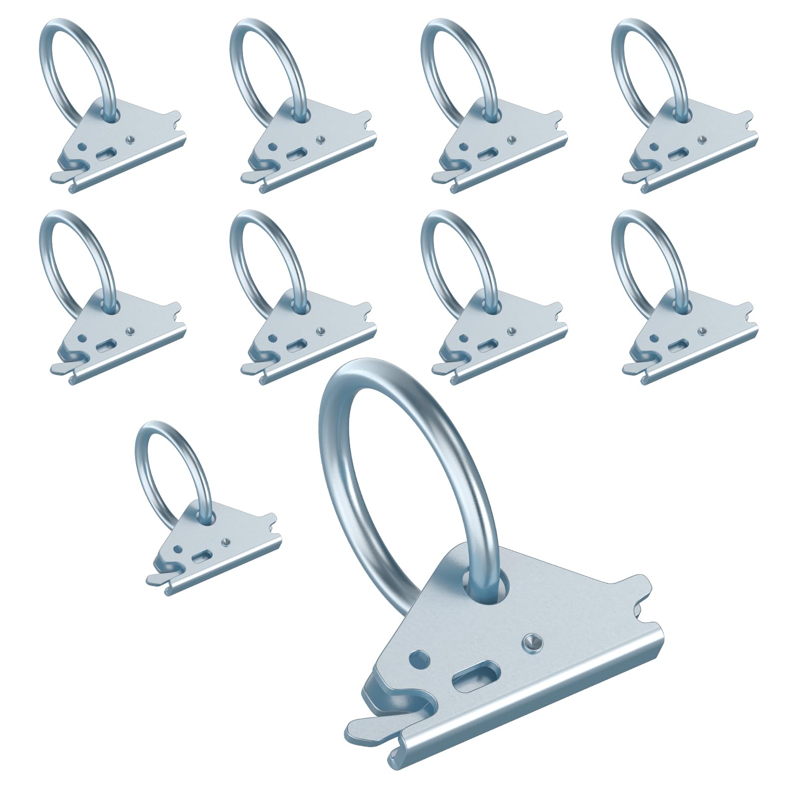 Eapele 10pcs Steel E-Track O Ring Tie-Down Anchors, Secure Cargo in Enclosed/Flatbed Trailers, Trucks, Load Limit of 1500lb(Silv