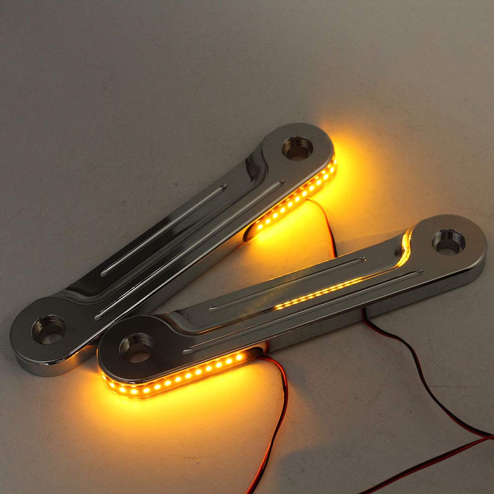 Hiyoyo Chrome Led Flush Fork Turn Signals Brackets For Harley Touring Electra Glide Street Glide 1997-2023
