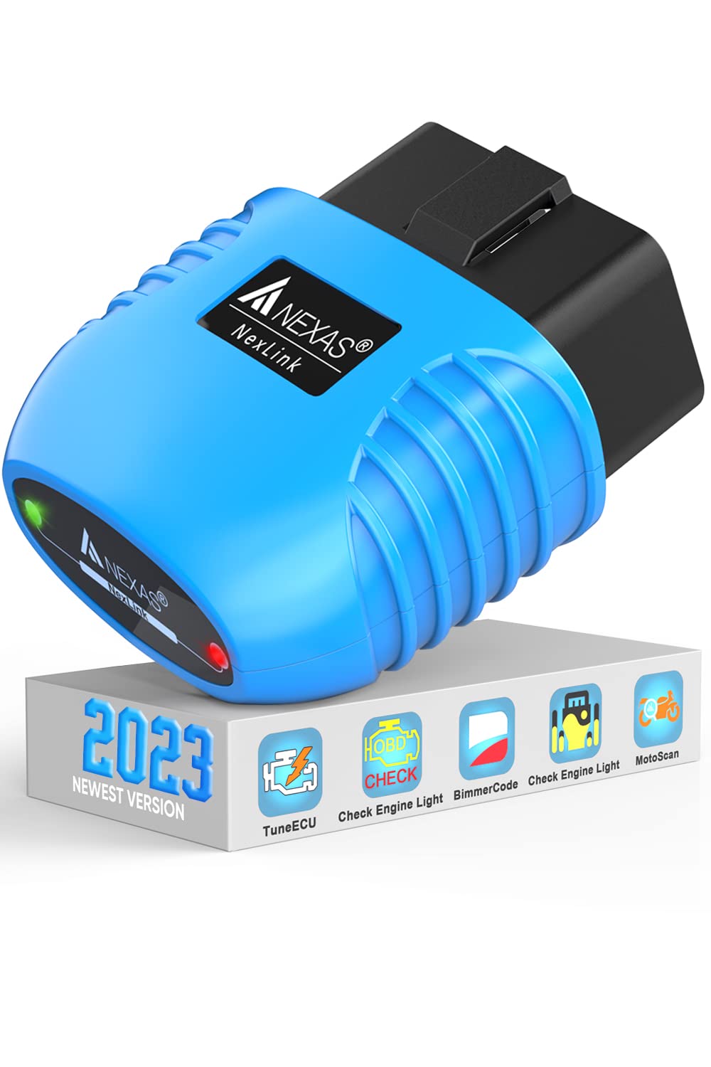 NEXAS NexLink Bluetooth 5.0 OBD2 Scanner Wireless Compatible with ThirdParty APPs Motorcycle Universal Car Code Reader Check En