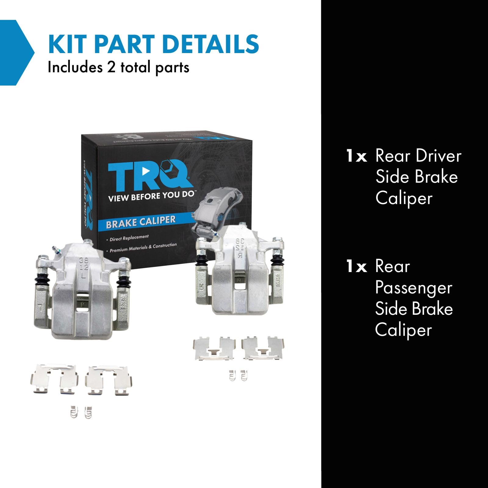 Trq Rear Brake Caliper Set Compatible With 2012-2018 Toyota Rav4
