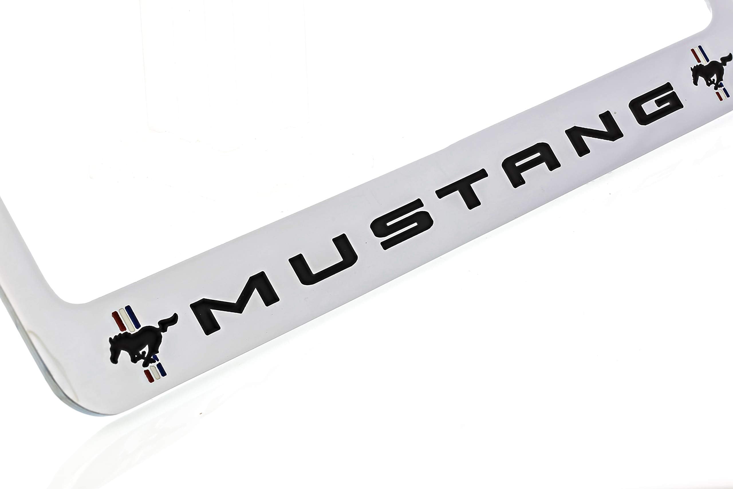 Ford Mustang Pony Chrome Plated Metal License Plate Frame Holder