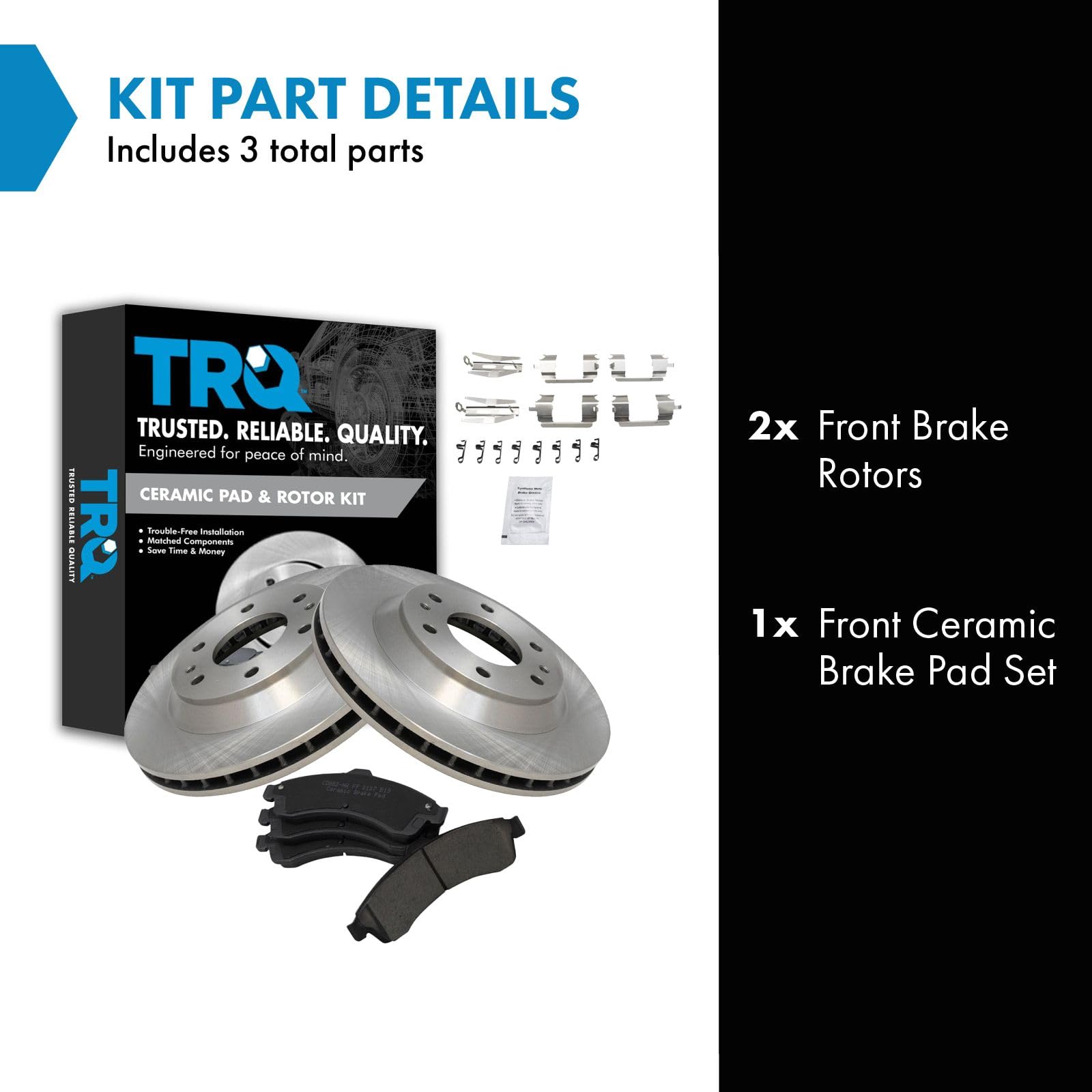 Trq Front Brake Pad & Rotor Kit Brake Pads Brake Rotor Ceramic Compatible With 2004-2005 Buick Rainier 2002-2005 Chevrolet Trail