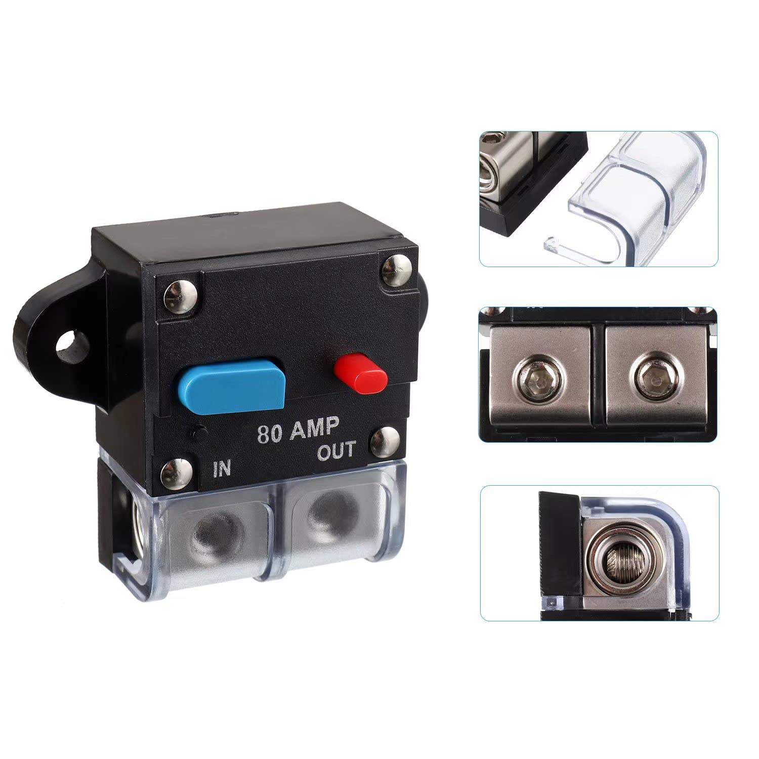 EPLZON 80A Resettable Circuit Breaker - 80 Amp Self Recovery with Manual Reset Button for Car Audio & Amps Protection