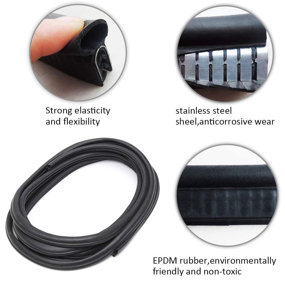 Vuaohiy Automotive Weather Stripping Door Seal, 50 Ft Car Door Rubber Seal Strip Trim Seal Gasket With Side Bulb For Cars Trucks