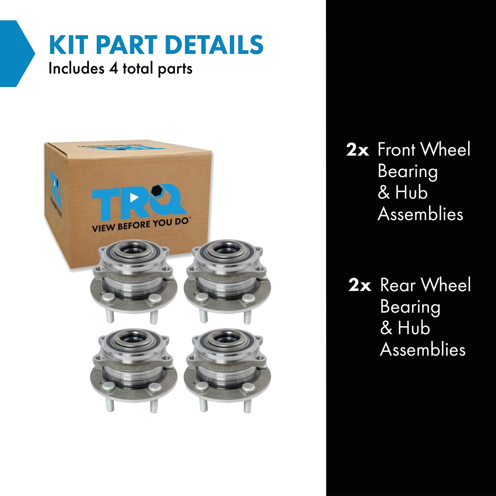 Trq Wheel Hub Bearings Assembly Set Compatible With 2007-2014 Hyundai Santa Fe 2013-2014 Santa Fe Sport 2007-2012 Veracruz 2011-