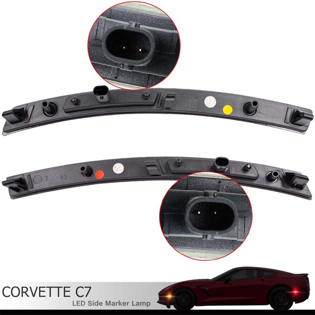 Njsbyl Smoked Lens Corvette C7 Led Front Rear Side Marker Lamps For 2014 2015 2016 2017 2018 2019 Chevy Corvette Grand Sport Stingray Z06 Zr1 Red Amber Led Turn Singal Light Kits Sidemarker Lamps