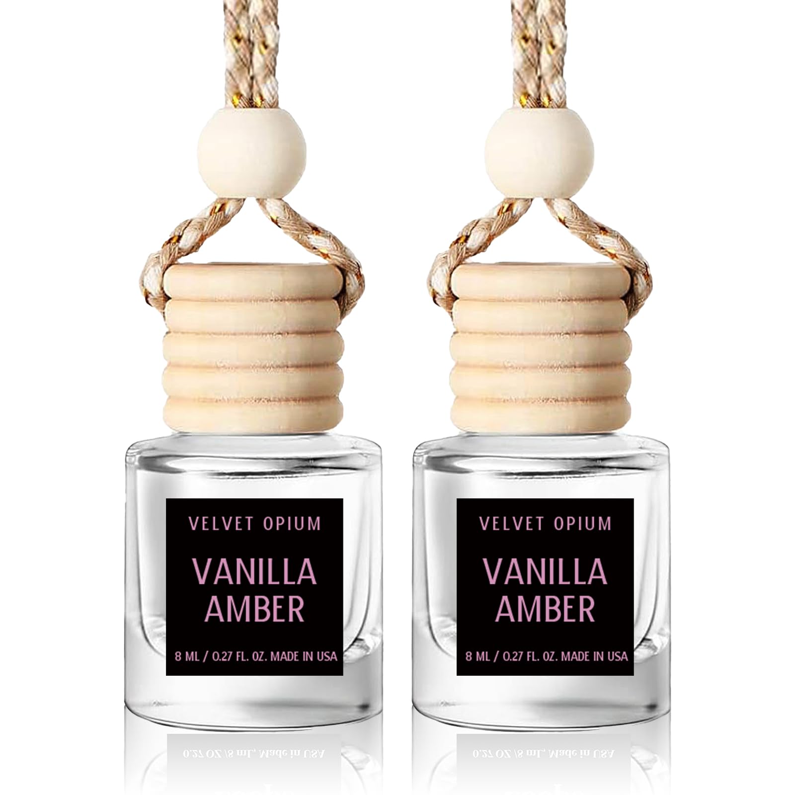 Car Air Freshener Hanging 2 Pack, Vanilla Amber Essential Oil Diffuser For C Ar, Car Fresheners For Women, 45+ Days Long Lasting