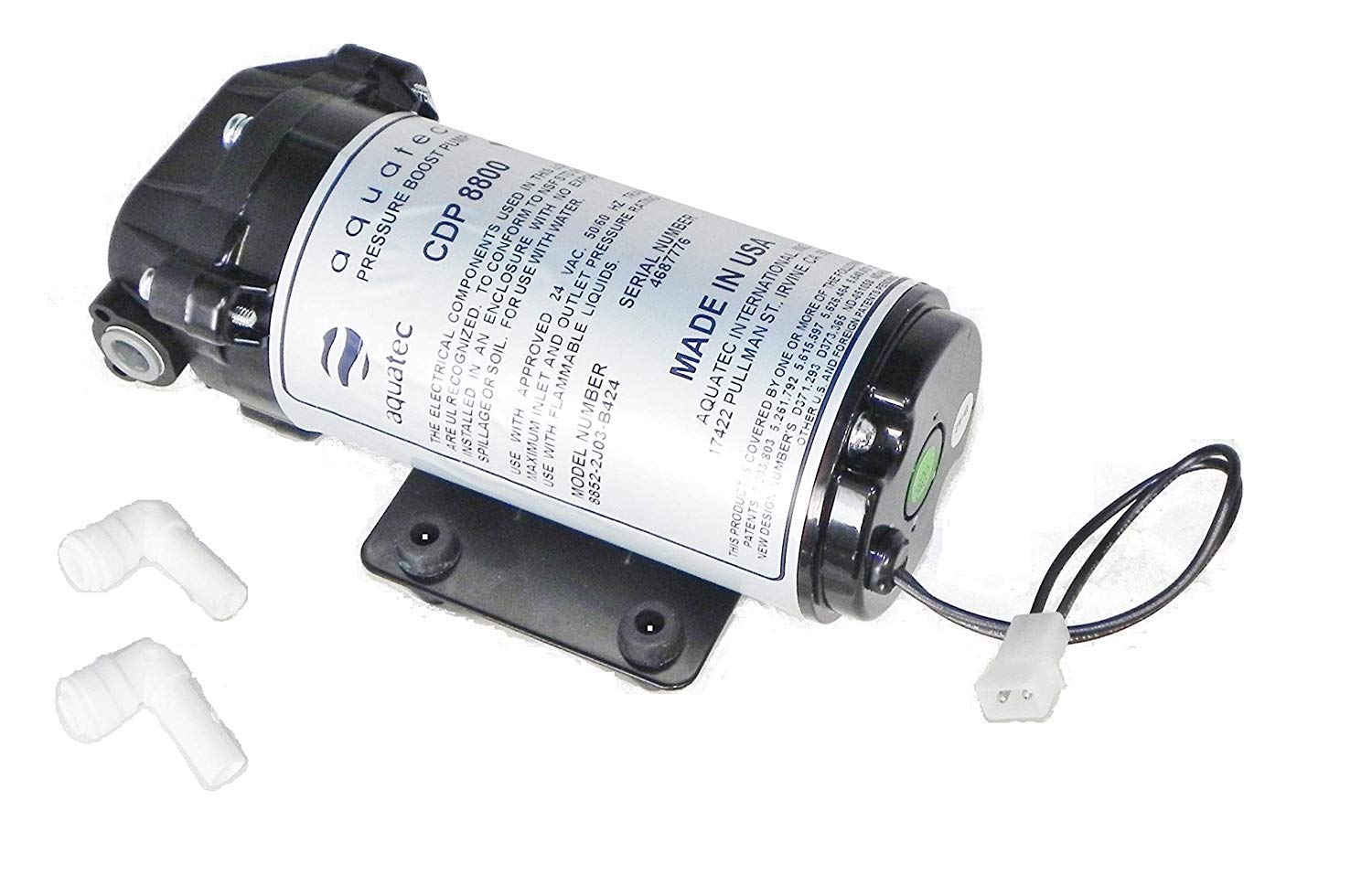 Aquatec Cdp 8800 High Flow Pressure Boost Pump 8852-2J03-B423 100Gpd - 200 Gpd Ro Reverse Osmosis Booster Pump 24Vac 1/4 And 3/8
