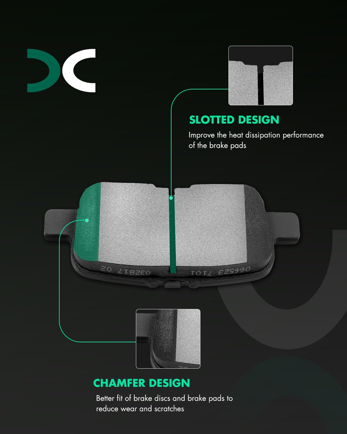 Scitoo D865 Ceramic Brake Pads Sets Rear Replacement For Acura Mdx 2001-2006,For Honda Odyssey 2002-2004,For Honda Pilot 2003-20
