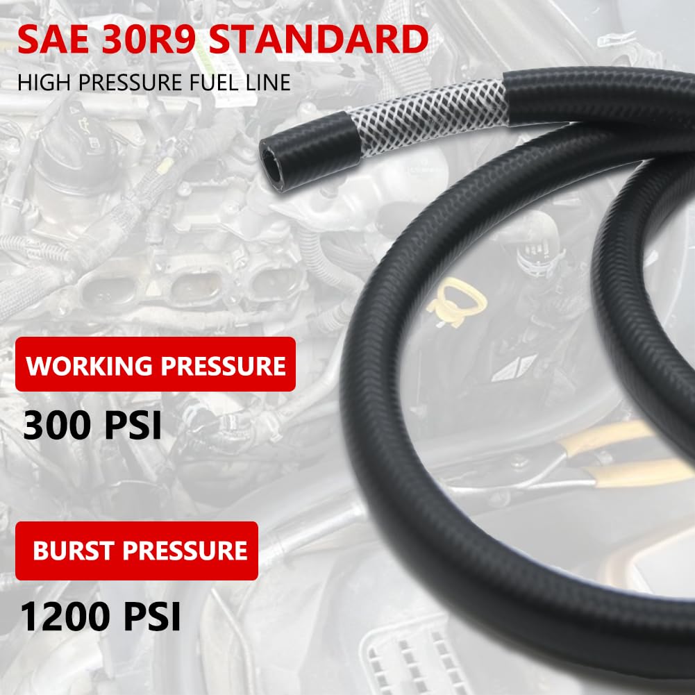 Byredio 3/8 Transmission Cooler Hose 10Mm High Pressure Push Lock Fuel Injection Hose 300Psi 5Ft