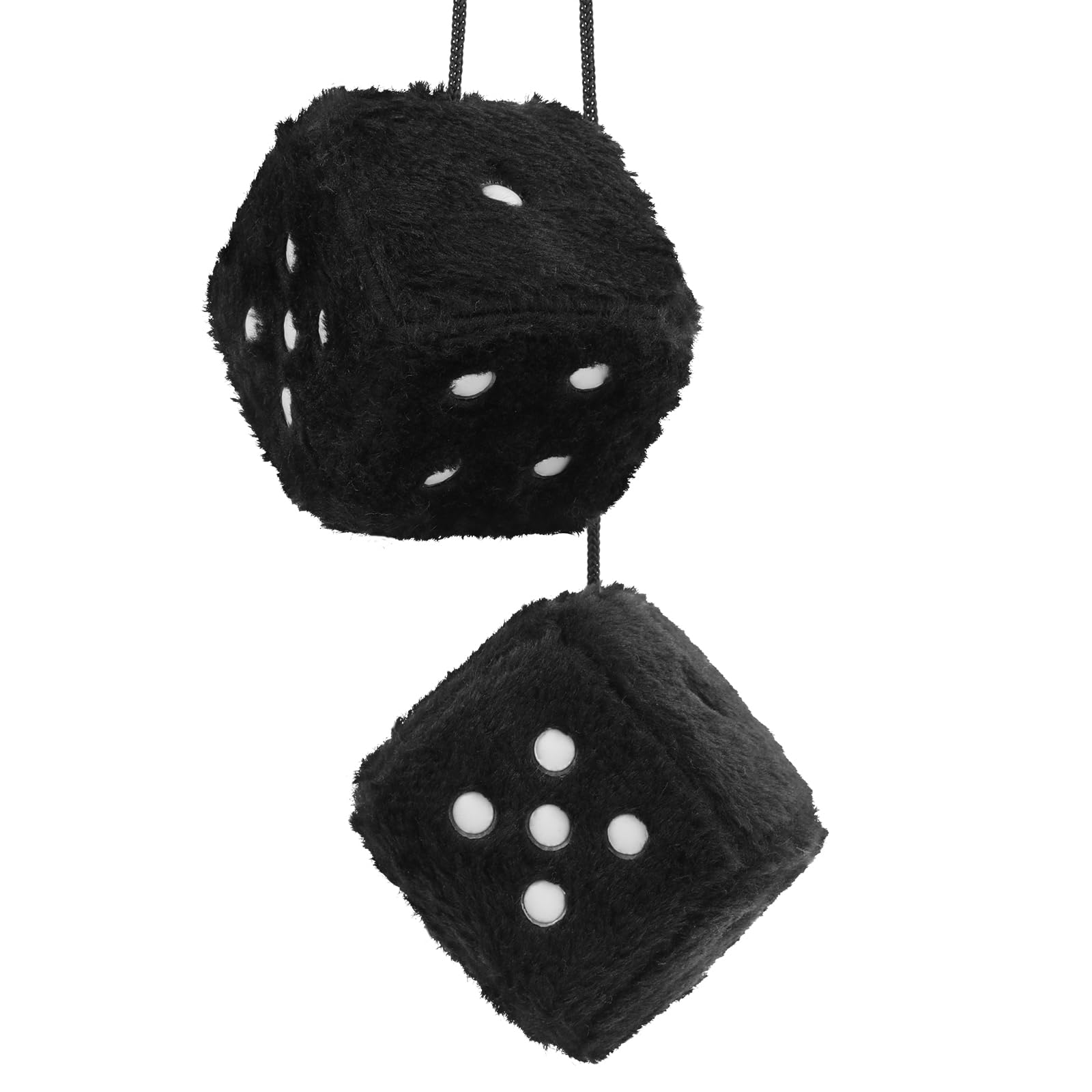 Fuzzy Dice For Car Mirror, Pair Of Retro 2.75    Fuzzy Dice For Rear View Mirror With White Dots For Car Interior Hanging Orname