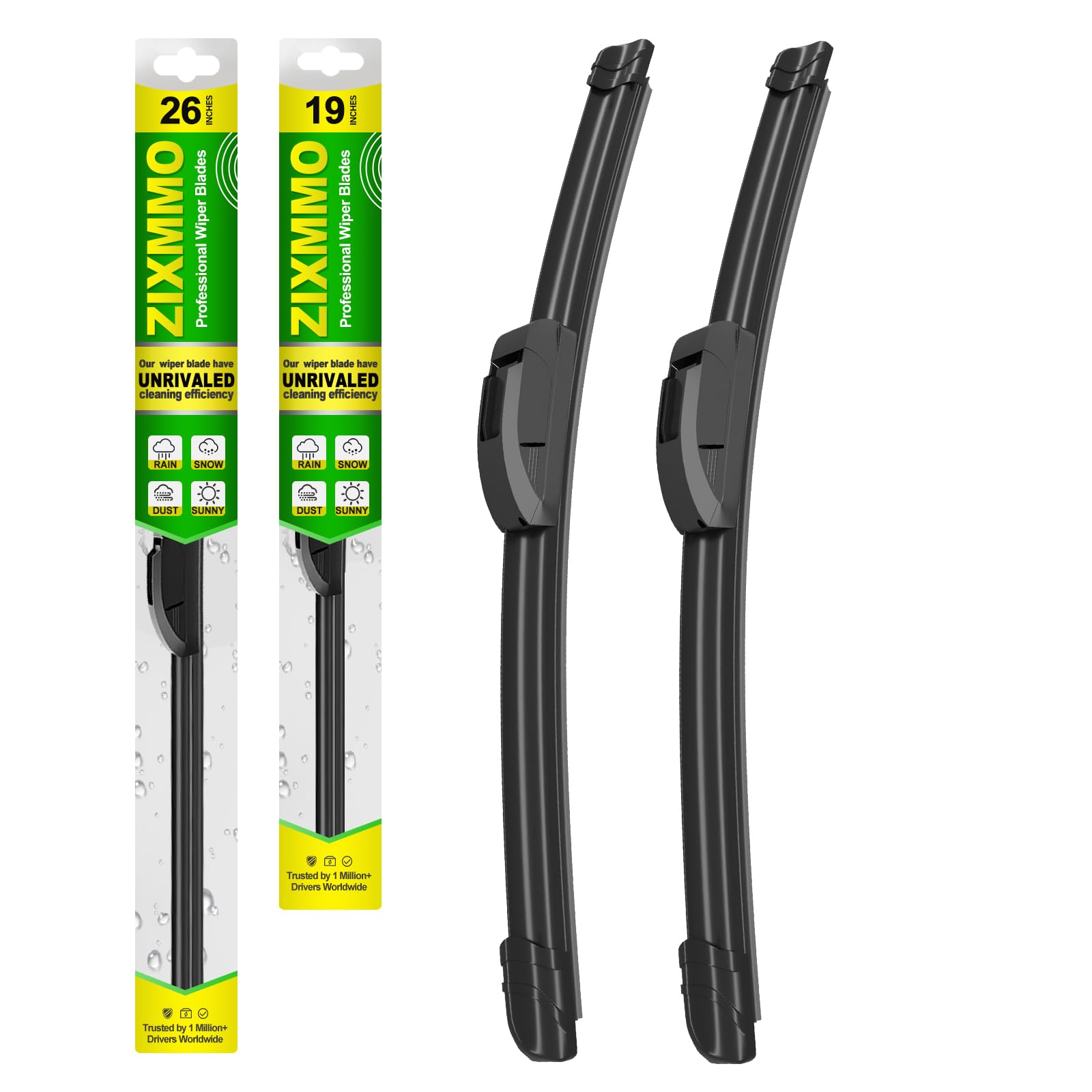 Zixmmo Quality 26In + 19In Premium All-Season Windshield Wiper Blades For Original Equipment Replacement(Set Of 2)