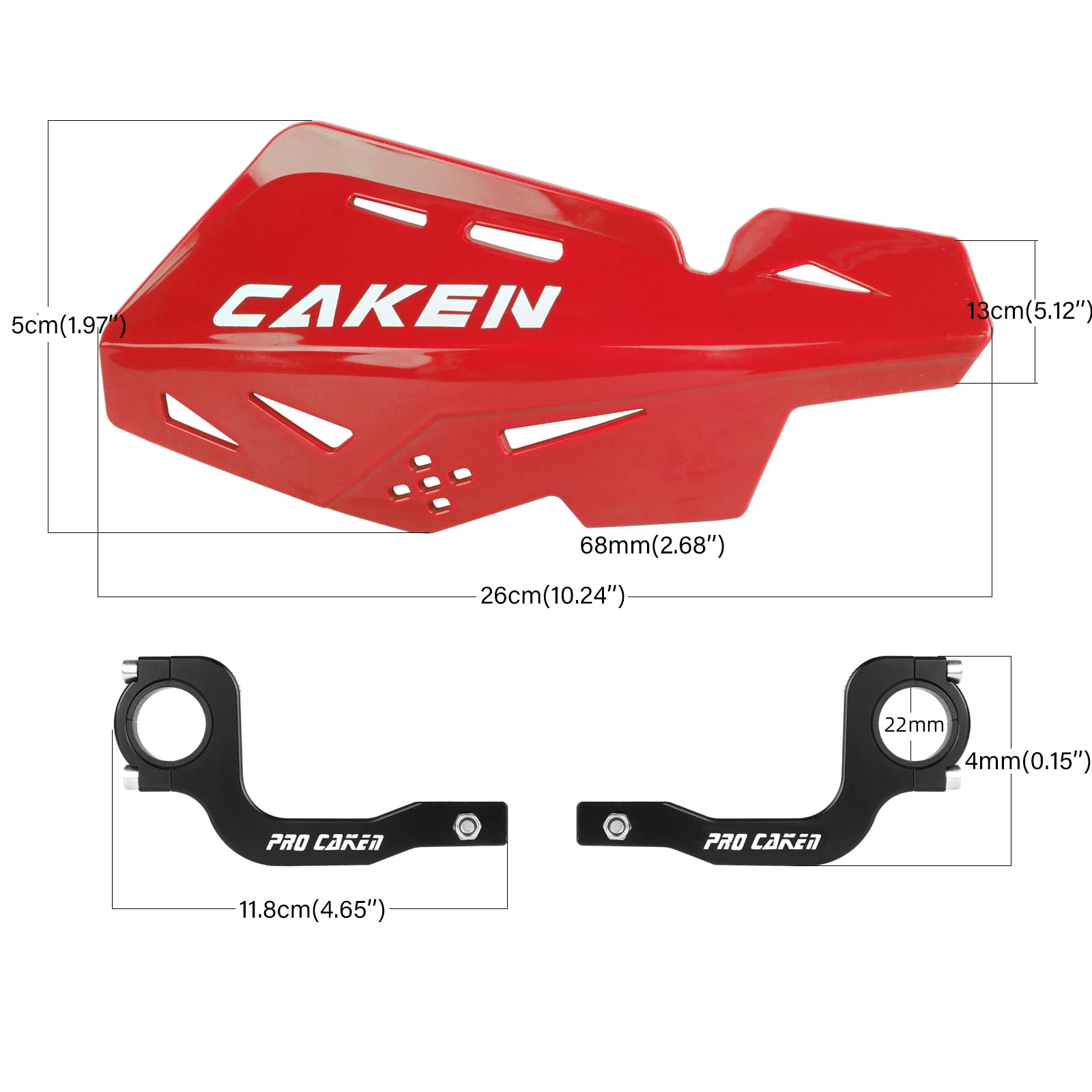 PRO CAKEN Handguards CNC Bracket 7/8" & 1 1/8" for Dirt Bike ATV Scooter - Red