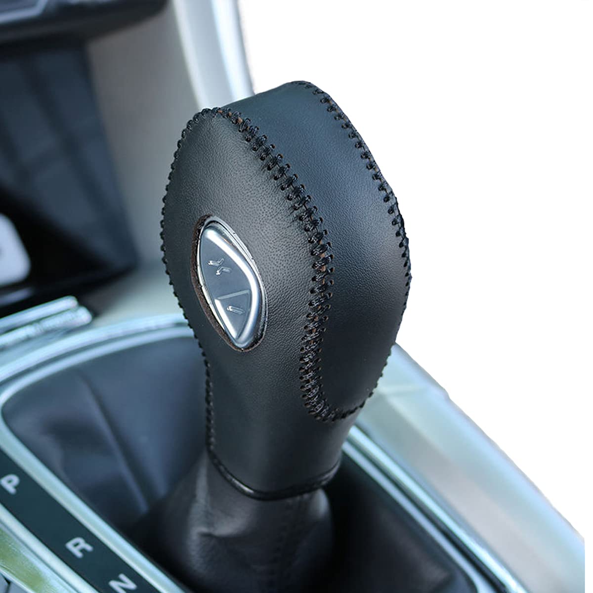 Black Leather Gear Shift Knob Cover For Ford Focus 2012 2013 2014 2015 2016/ Ford Fiesta 2014 2015 2016 / Ford Fusion S / Fusion