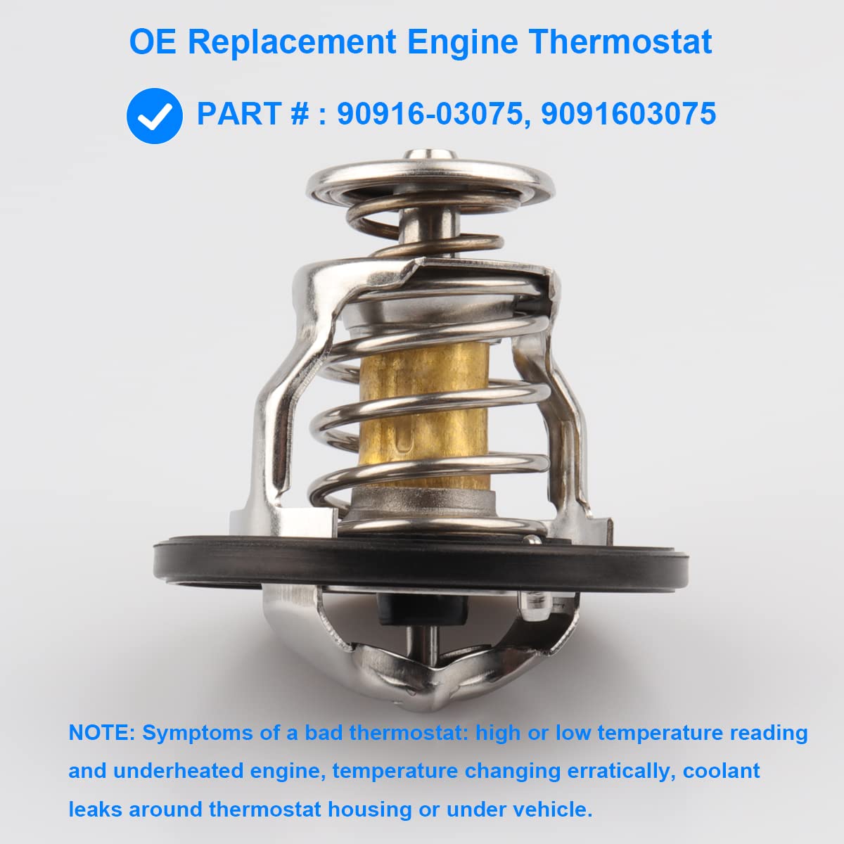 Engine Thermostat, Replace 90916-A3003, 90916A3003, 90916-03129 Compatible with Toyota Lexus - Avalon, Camry, Corolla, Highlande