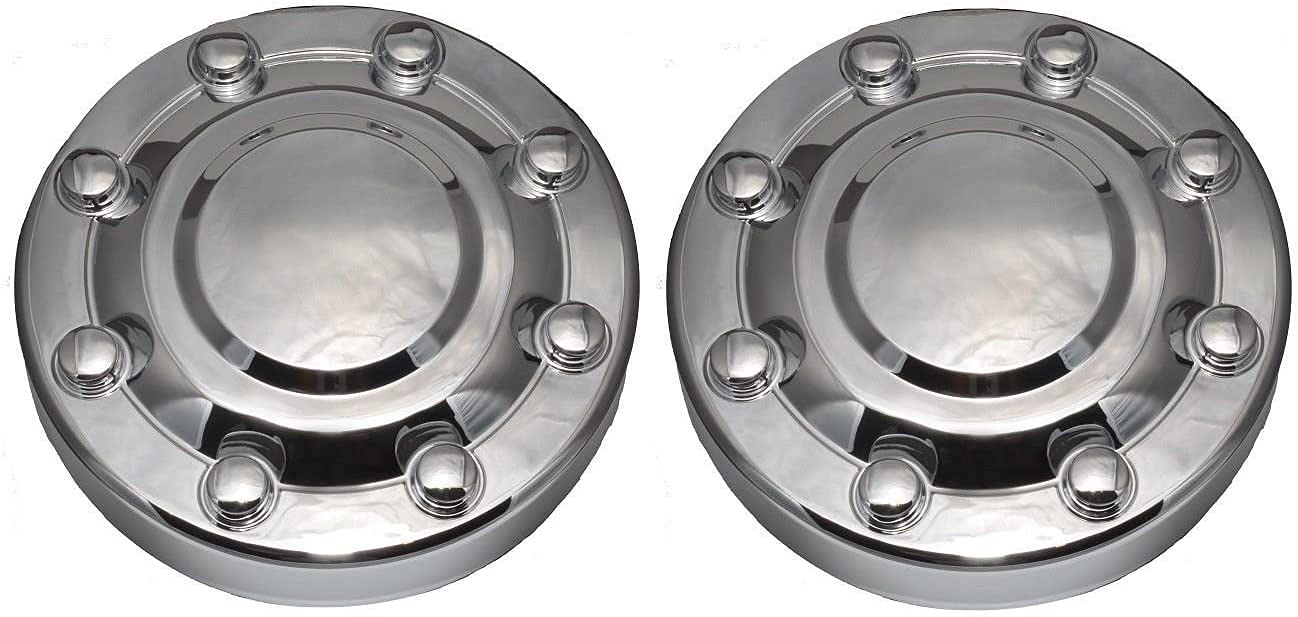 BB Auto New 8 Lug Front Wheel Hub Chrome Center Caps Set Pair 2 Aftermarket Replacements for 2000-2002 Dodge Ram 3500 1-TON Dual