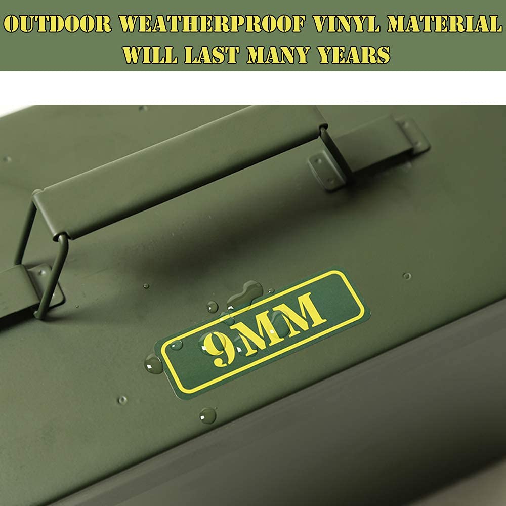 Aolamegs Ammo Can Vinyl Sticker Set Decal Label 9Mm 5.56 7.62 12Ga .22 .223 .308 .300 .380 .45 (20 Pack/12)