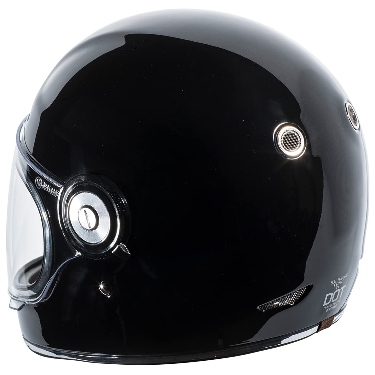 Torc T105:24 Unisex-Adult Retro Full-Face-Helmet-Style Motorcycle (Gloss Black, Large)