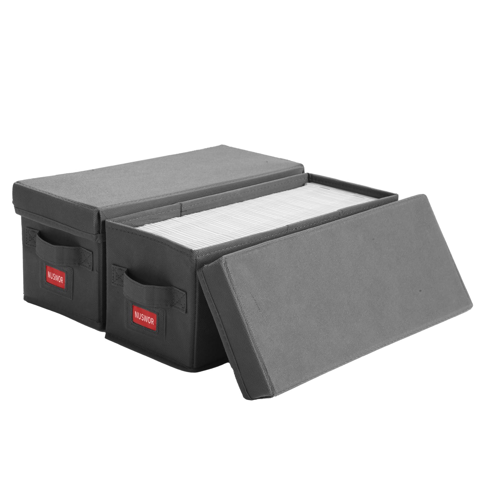 Nuswor Premium Cd Storage Box - Stackable Cd Organizer Box With Lid - Holds 70 Jewel Cases - 14.37 X 5.5 X 6.3 Inches - 2 Pack -