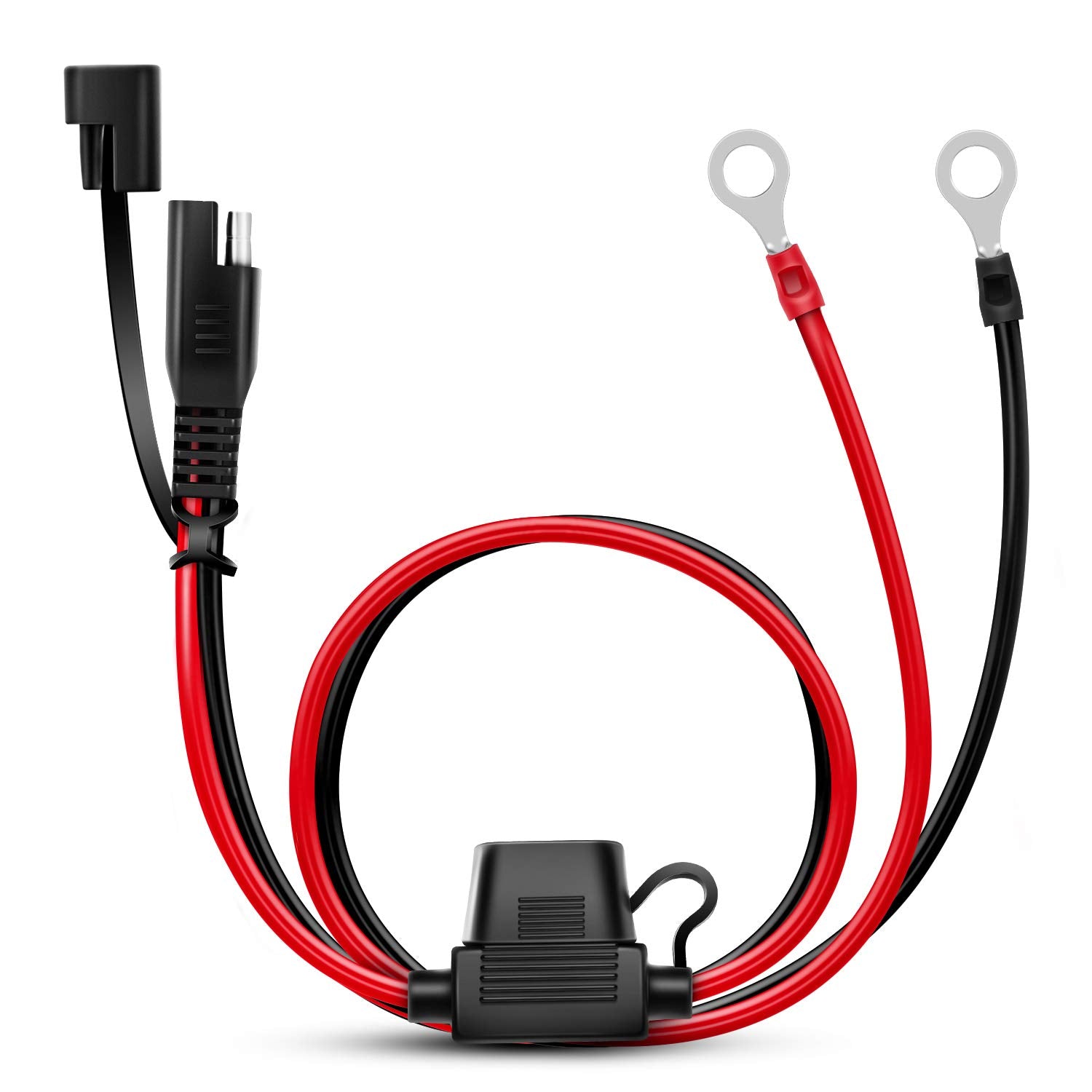 Nilight 2Ft Ring Wire 2 Pin Lug Cable, Eyelet Terminal Harness Extension Charge Cord Quick Disconnect Sae Connection Lead For Mo