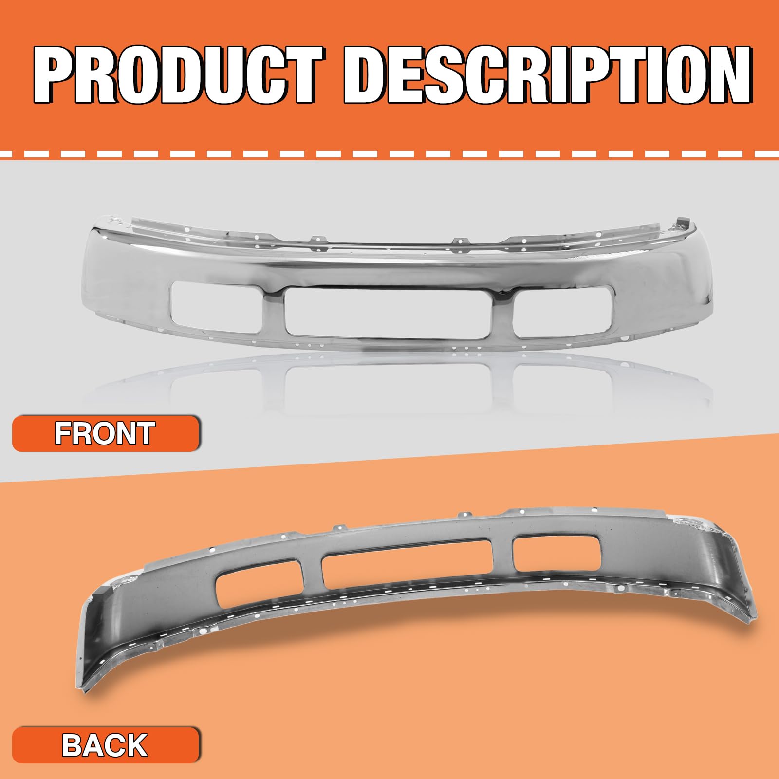 CarPartsDepot Front Bumper Face Bar Chrome Compatible With 2005-2007 Ford F250 F350 Super Duty Excursion Pickup 5C3Z17757BA FO10