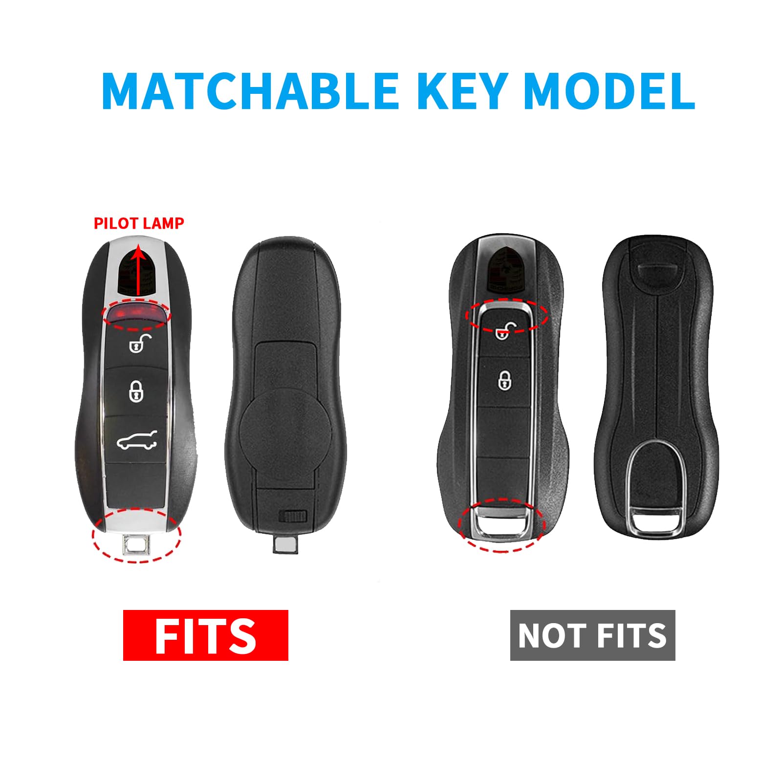 Qbuc For Porsche Key Fob Cover,3-Piece Painted Key Shell Compatible With Porsche Cayenne Panamera Macan 911 Boxter Cayman (Carbo