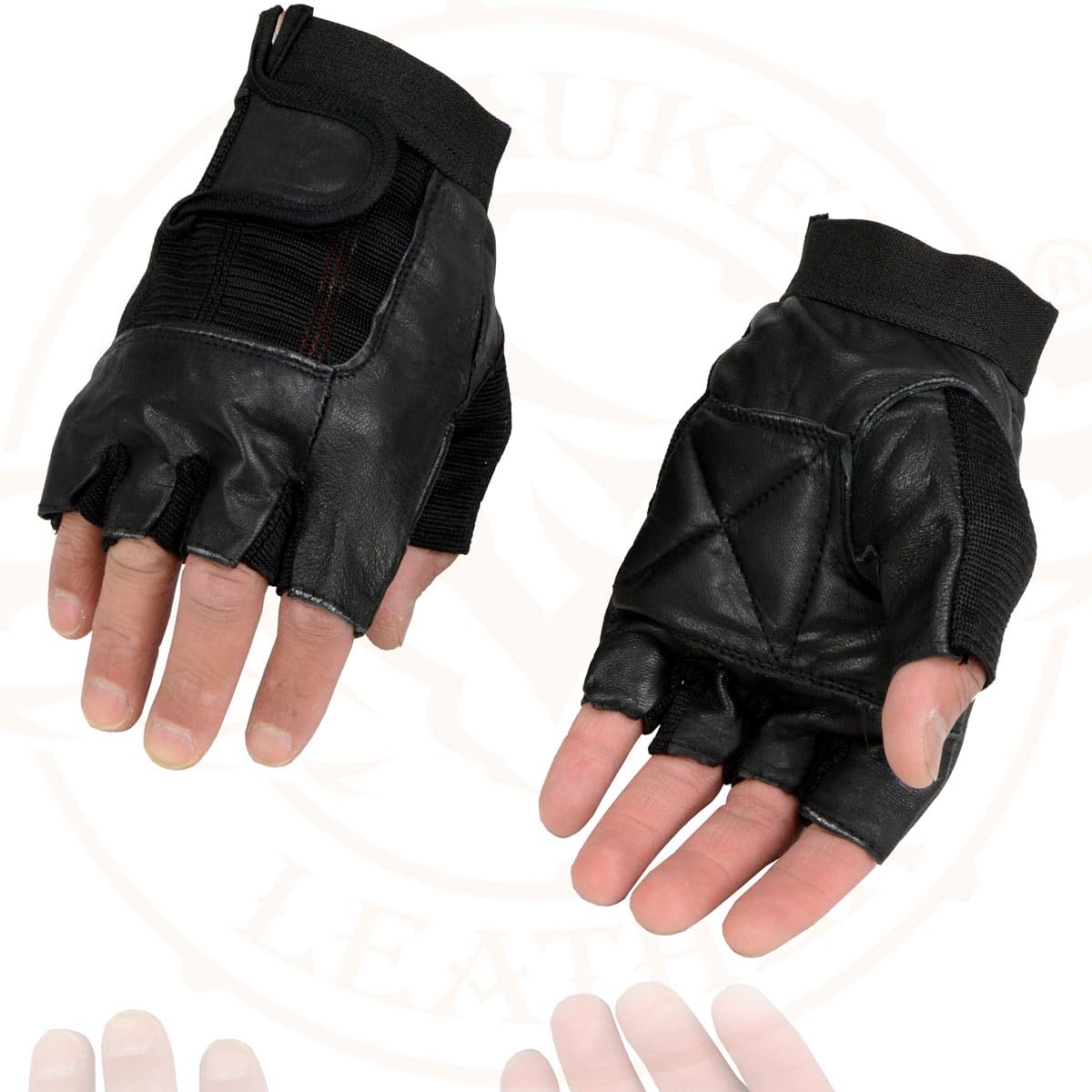 Milwaukee Leather Sh217 Men'S Black Leather Gel Padded Palm Fingerless Motorcycle Hand Gloves W/Breathable Mesh Material - 3X-La