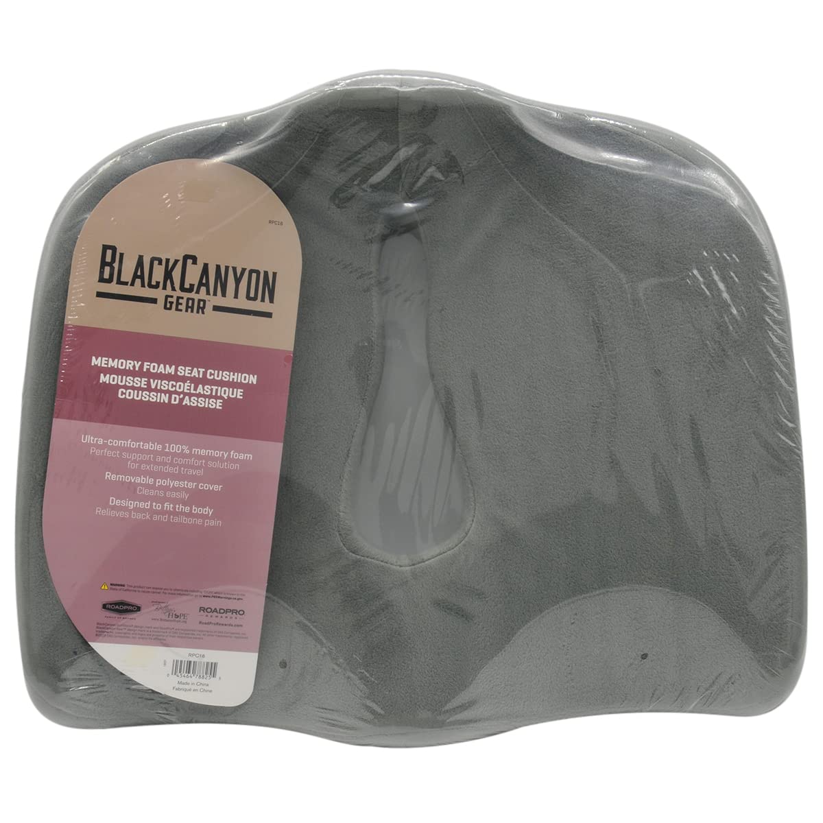 Roadpro Rpc16 Memory Foam Seat Cushion - Office Chair Cushion And Car Truck Accessory - Gray