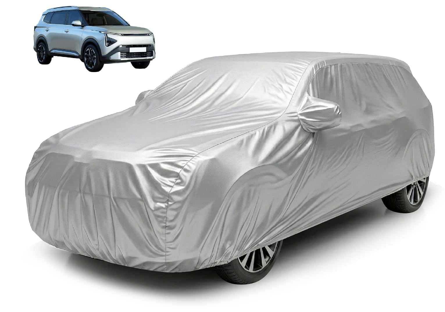 Auto Hub Waterproof Car Cover Compatible with Kia Carens Clavis, 3 Layer, Soft Cotton Lining, Carens Clavis Car Cover Waterproof