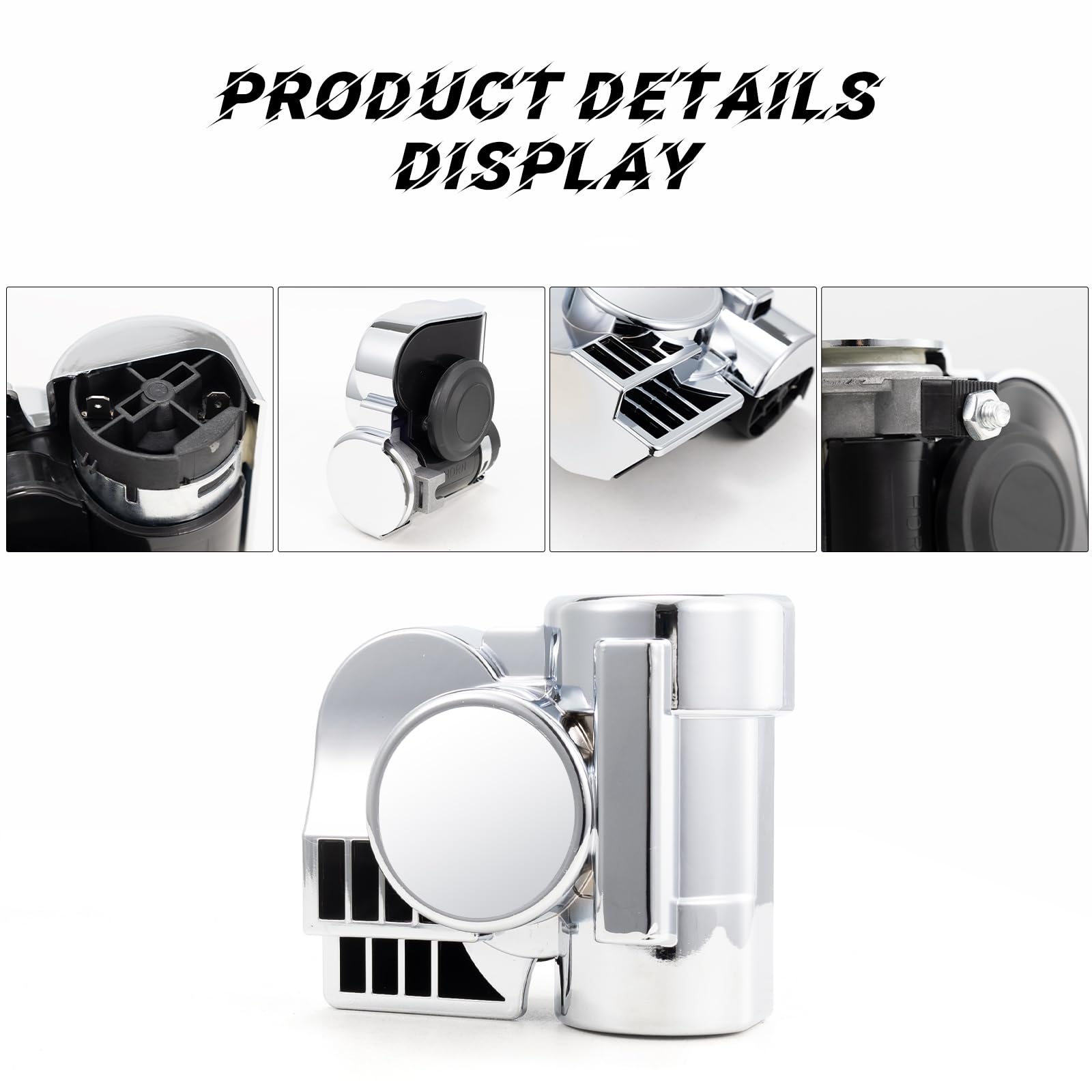 FARBIN Air Horn for Cars Trucks Motorcycle with Horn Cover Silver 12V 150DB Train Sound Car Horn Kit Super Loud Horns for Motorb
