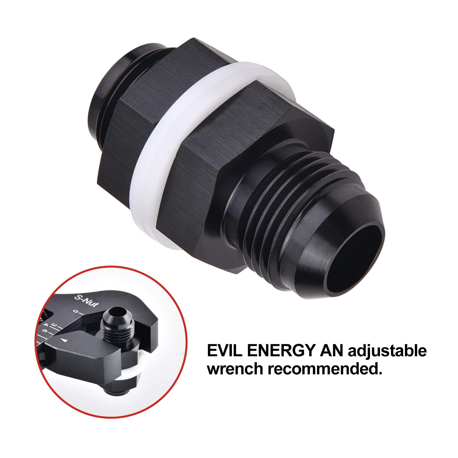 Evil Energy Male 16An Bulkhead Fuel Cell Fitting Adapter Aluminum Straight