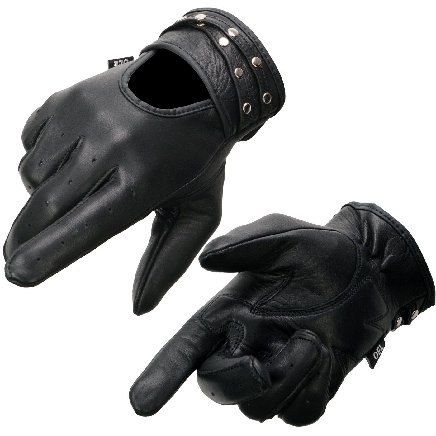 Milwaukee Leather MG7765 Women's Black Leather Gel Palm Open Wrist Motorcycle Hand Gloves W/Stylish Wrist Detailing - XXX-Large