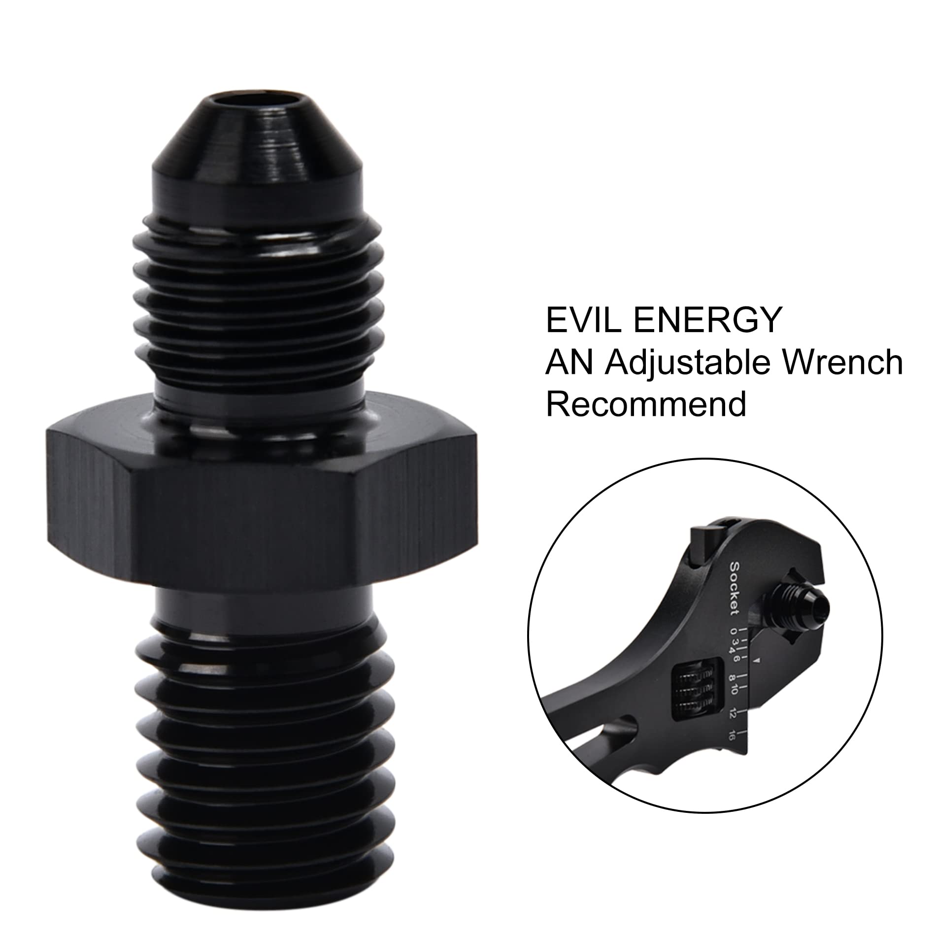 Evil Energy 3An Male Flare To M10 X 1.5Mm Male Metric Fitting Adapter Aluminium Alloy 2Pcs