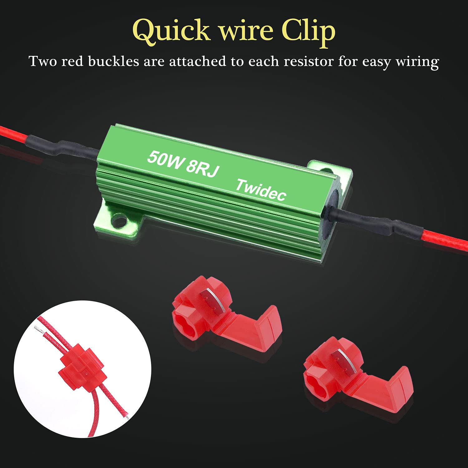 Twidec/8Pcs 50W 8Ohm Led Load Resistors For Fix Led Hyper Flash Turn Signal Light Bulb Fast Blink Error Code(Two Years Warranty)Rx24-50W8-8X