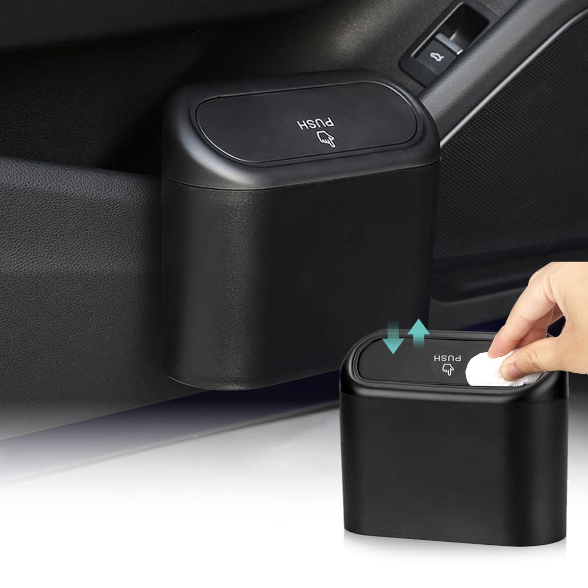 Zibuyu Car Trash Bin with Lid, Mini Hanging Car Dustbin