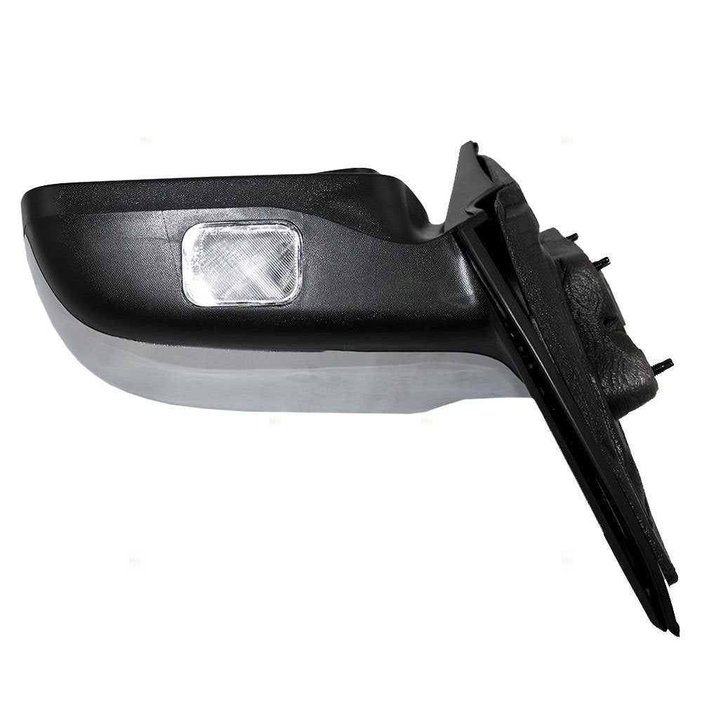 Brock Replacement Power Side View Mirror - Heated, Memory, Puddle Lamp, Black Base with Chrome Cover, Compatible with 07-10 MKZ