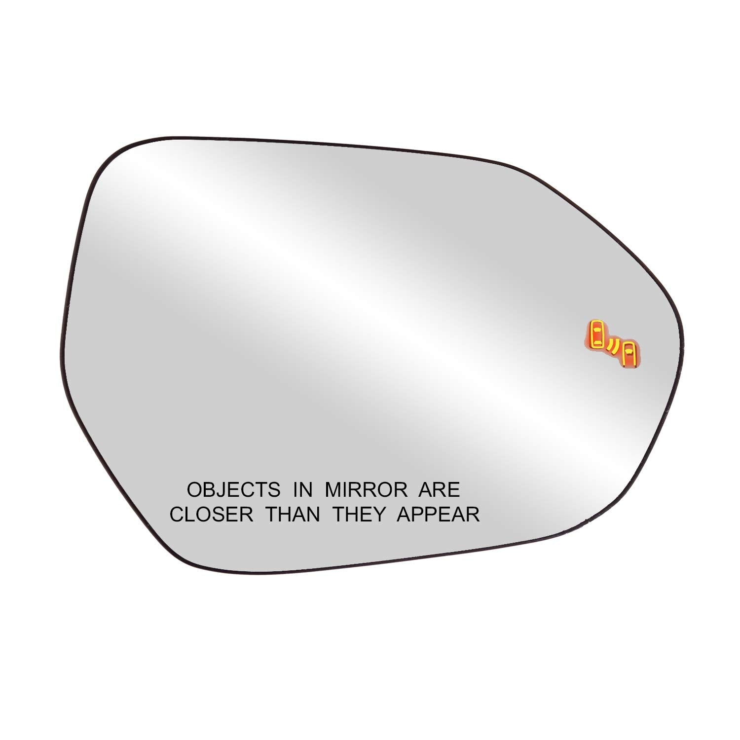 Passenger Side Heated Replacement Glass W/Backing Plate, Camry Sedan/Hybird, Corolla Hatchback, Corolla Sedan/Hybrid, Prius Hatchback, W/Bsds, 4 15/16' X 7 1/16' X 7'