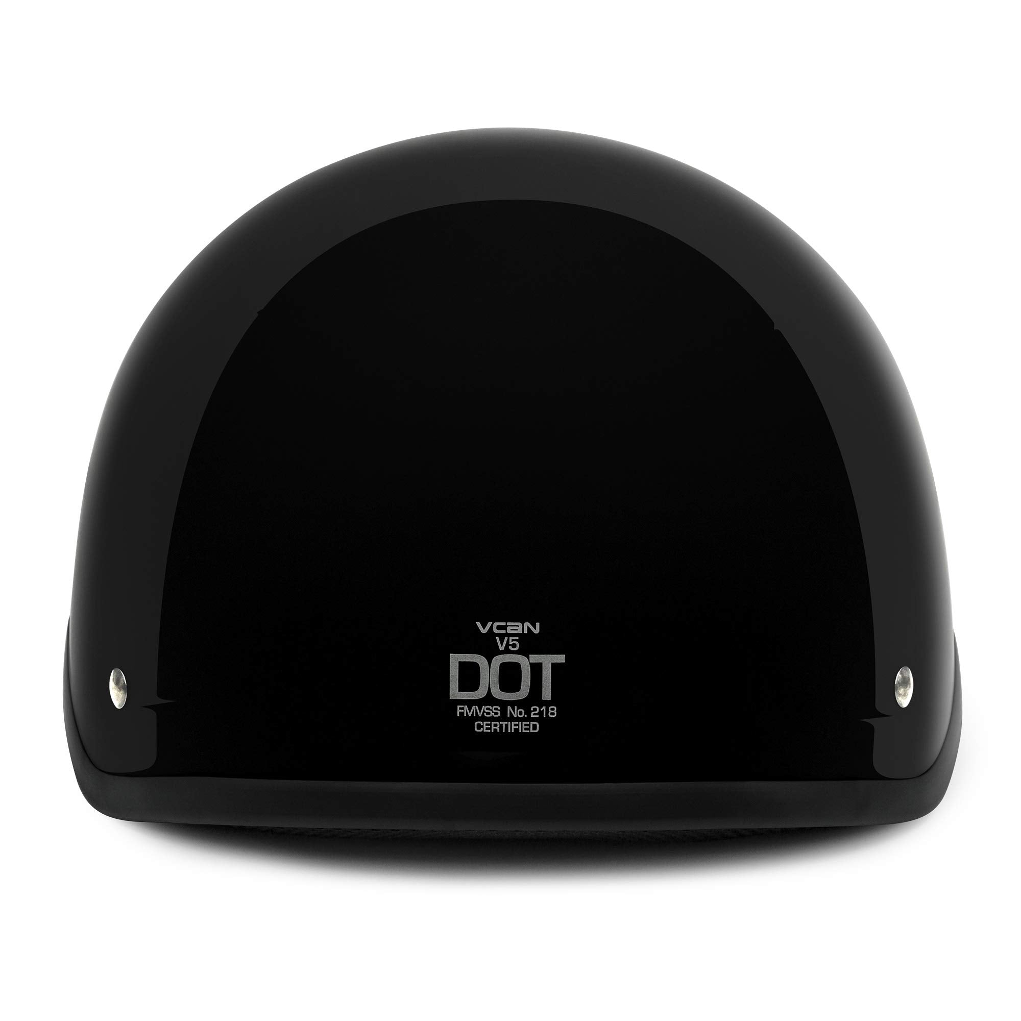 Vcan Cruiser Solid Gloss Black Half Face Motorcycle Helmet (Large)
