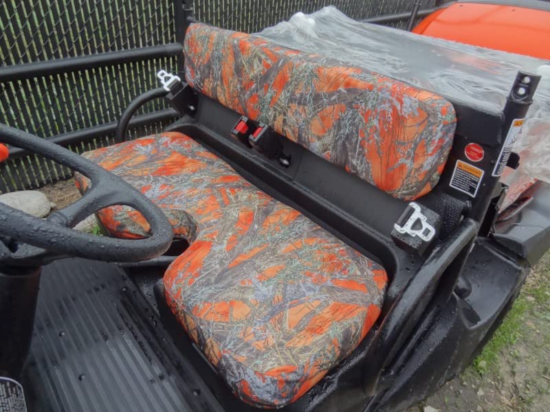 Durafit Seat Covers Orange Camo Bench Seat Covers for Kubota RTV 400/500 - One Size, Designed for Indent Seats