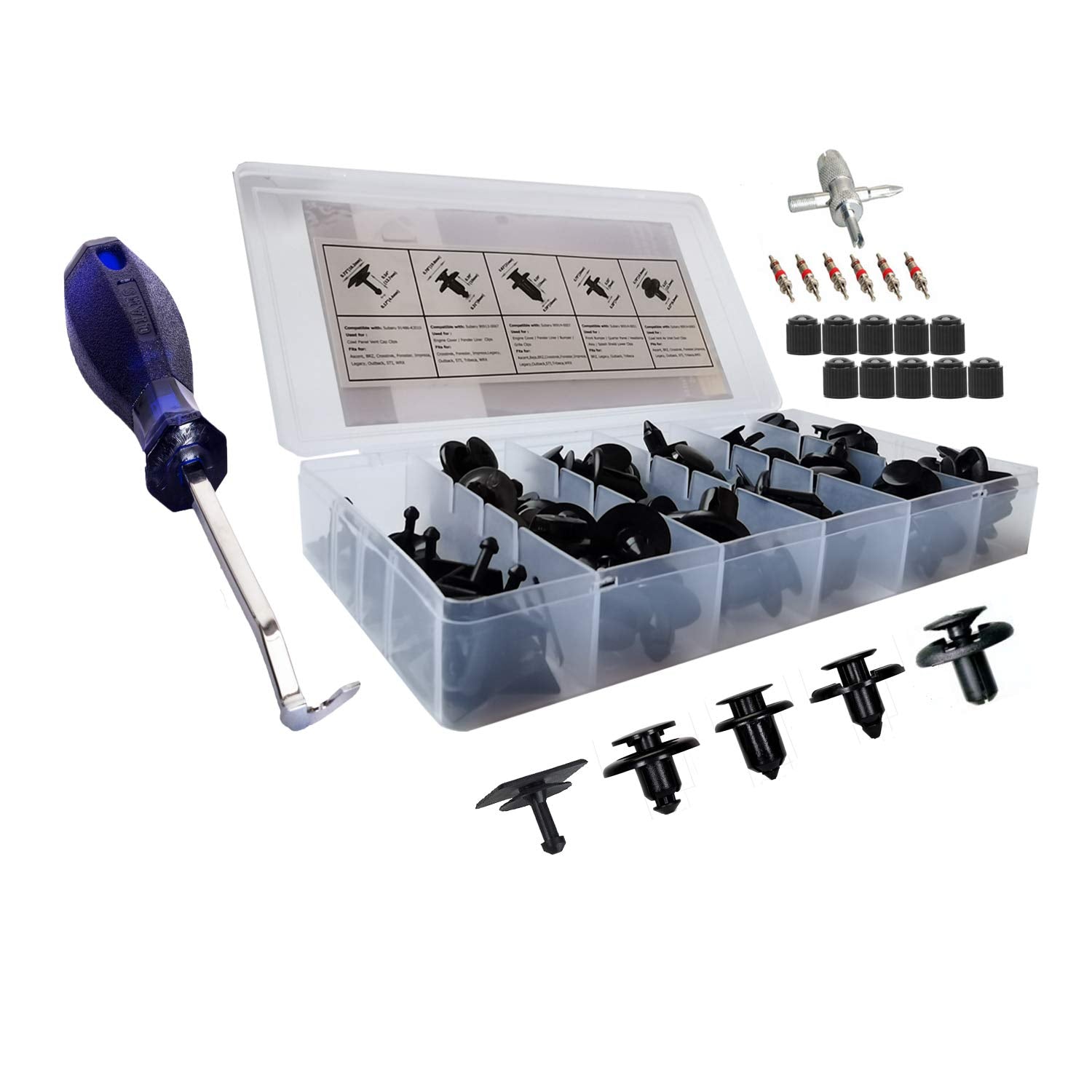 Dr.Roc Bumper Clips Bumper Push Rivets Body Clips Fender Liner Clips Retainers Kit with Fastener Remover Compatible with Subaru 
